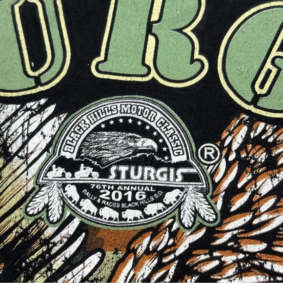 STURGIS 2016 black t-shirt men's  motorcycle graphic print front and back MEDIUM - Picture 4 of 8